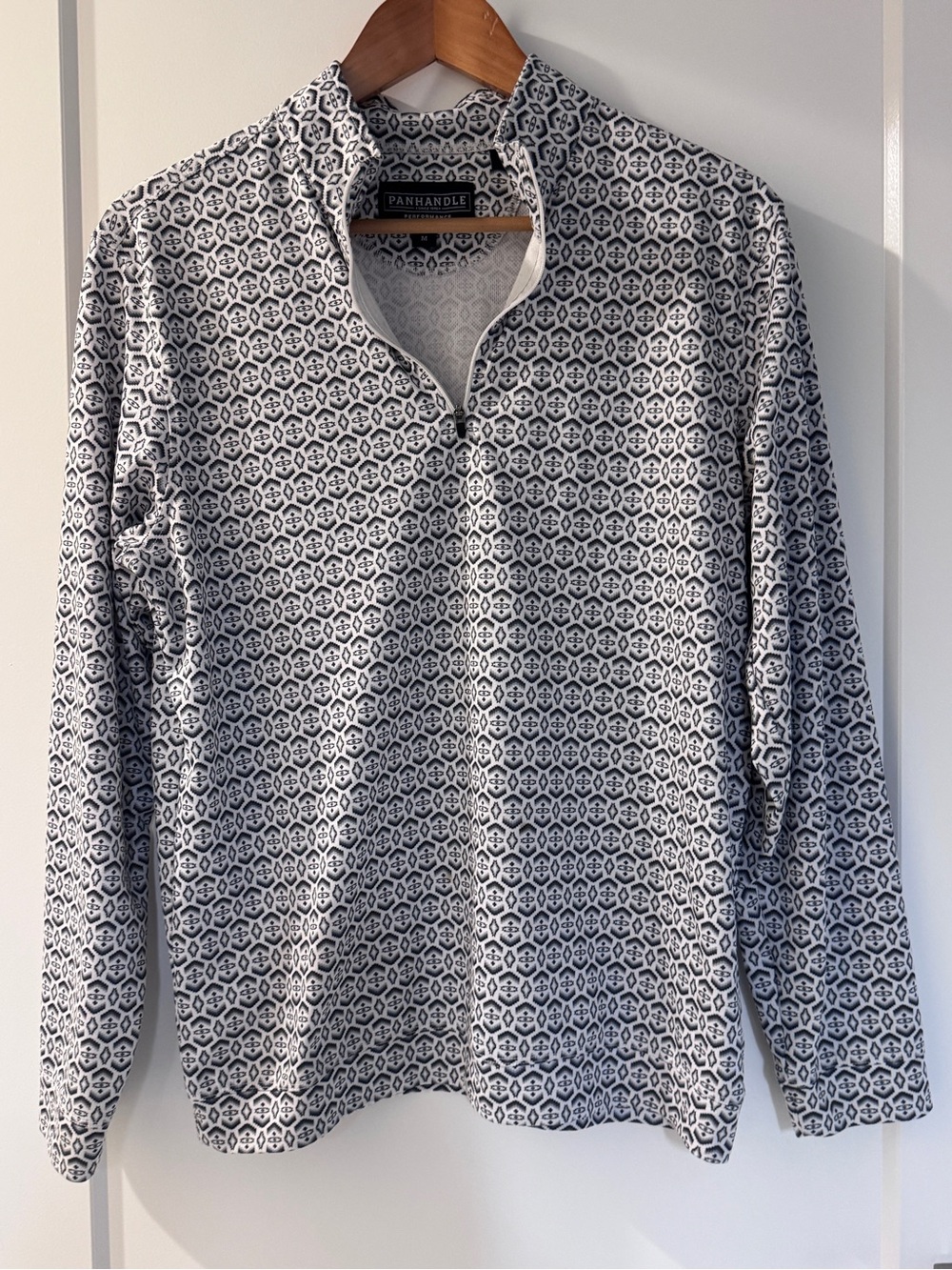 Panhandle Slim Black & White Patterned Quarter-Zip Pullover